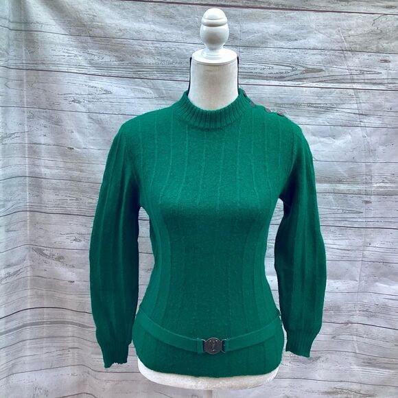Vintage 1960’s Military Inspired Belted 100% Wool Sweater XS by Ann Arbor - Picture 1 of 9